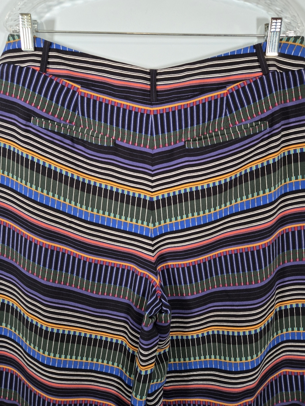 LOFT Striped Wide Leg Cropped Trousers Size 12 High Rise Work Pants Chic - Picture 5 of 8